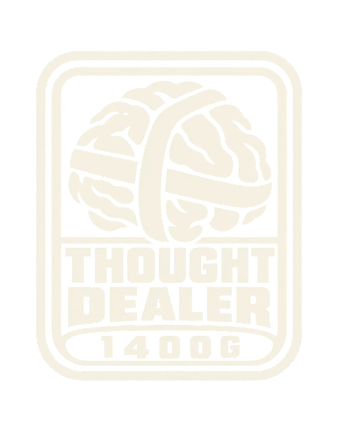 BRICK BADGE — wrapped brain in a rectangular Thought Dealer badge